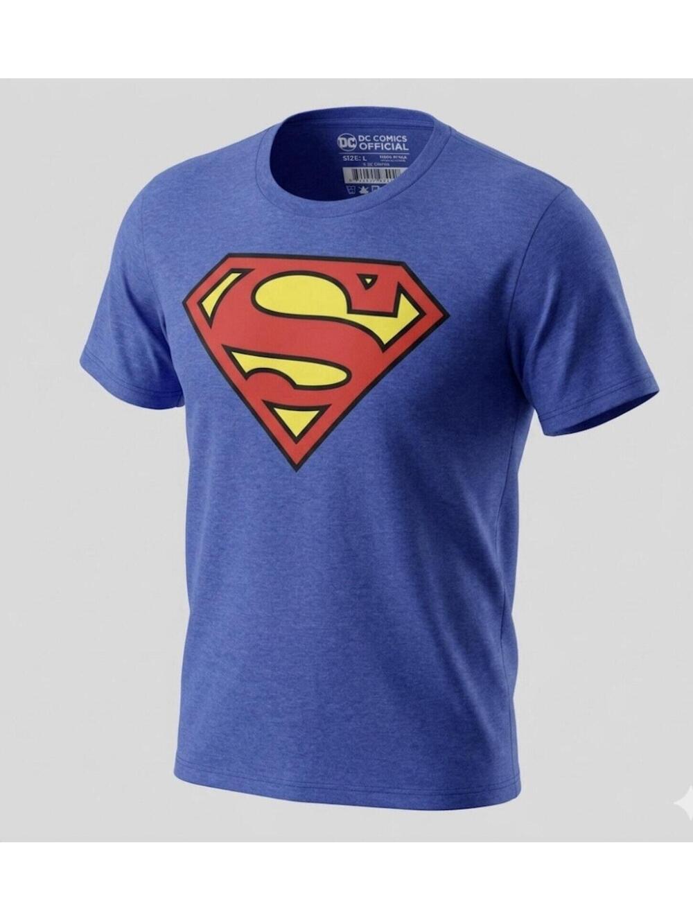 🦸 Superman DC Comics Men’s Graphic Logo Tee Blue M 43-20 💥